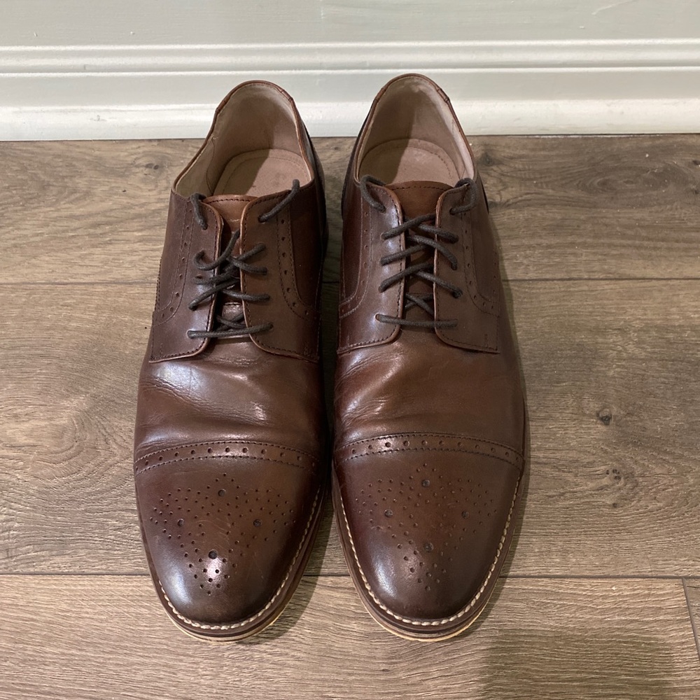Johnston & Murphy Men’s Oxford Wingtip Dress Shoes Size 10 Brown Leather